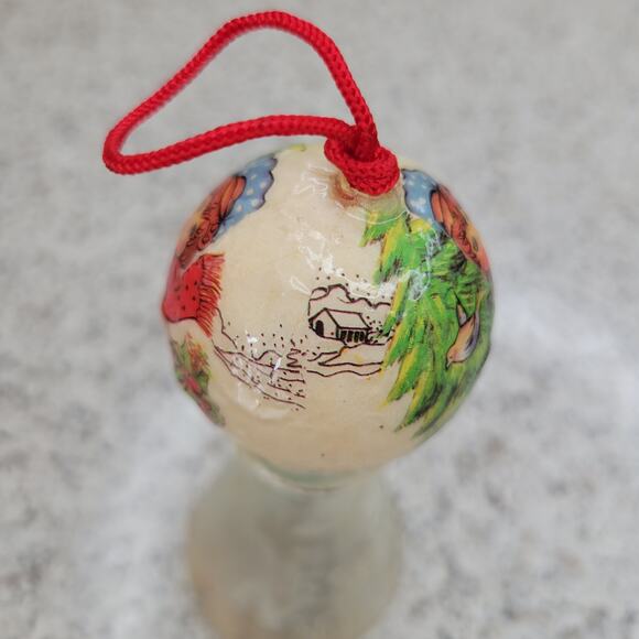 VTG Paper Maché Decoupage German Boy Goose Mini Christmas Ornament Ball Bauble - Picture 4 of 16